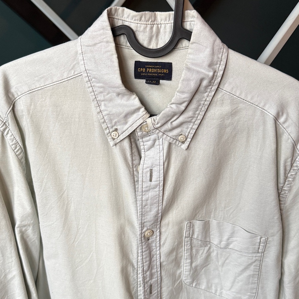 CPO Provisions Men's Casual Button Down Shirt - Grey/Cream